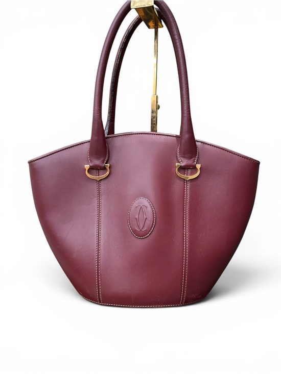 Cartier Handbags - Vintage Cartier Must de Cartier Bordeaux Leather Tote / Burgundy Shoulder Bag